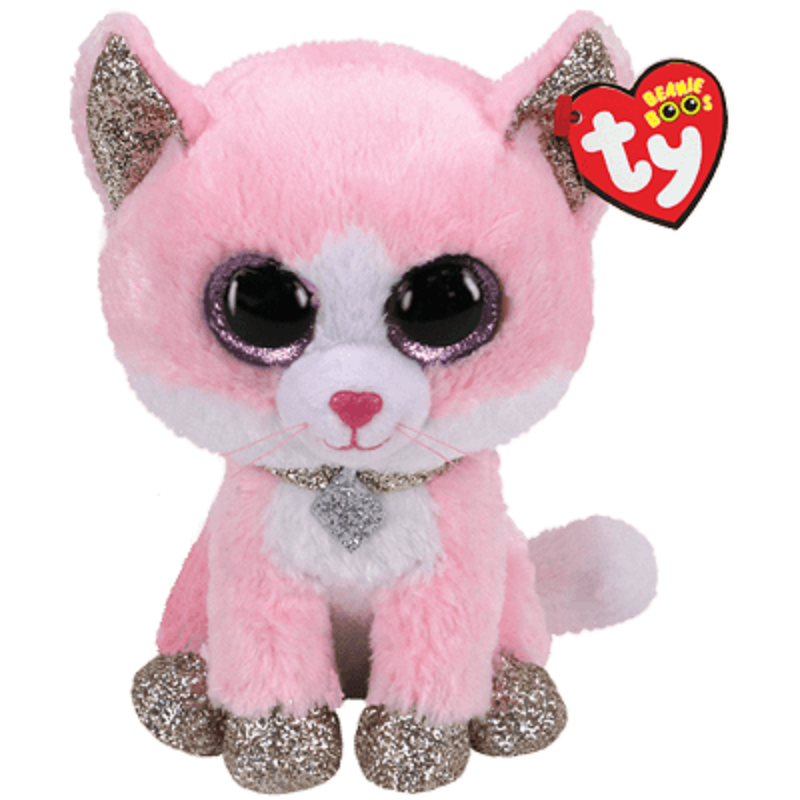 TY Beanie Boo's with Clip - FIONA - PINK CAT - Birthday February 1 - BRAND NEW