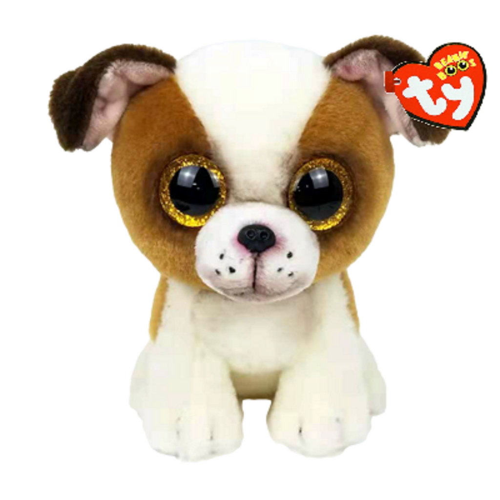 TY Beanie Boo's - HUGO - BROWN/WHITE DOG - Birthday August 25 - BRAND NEW