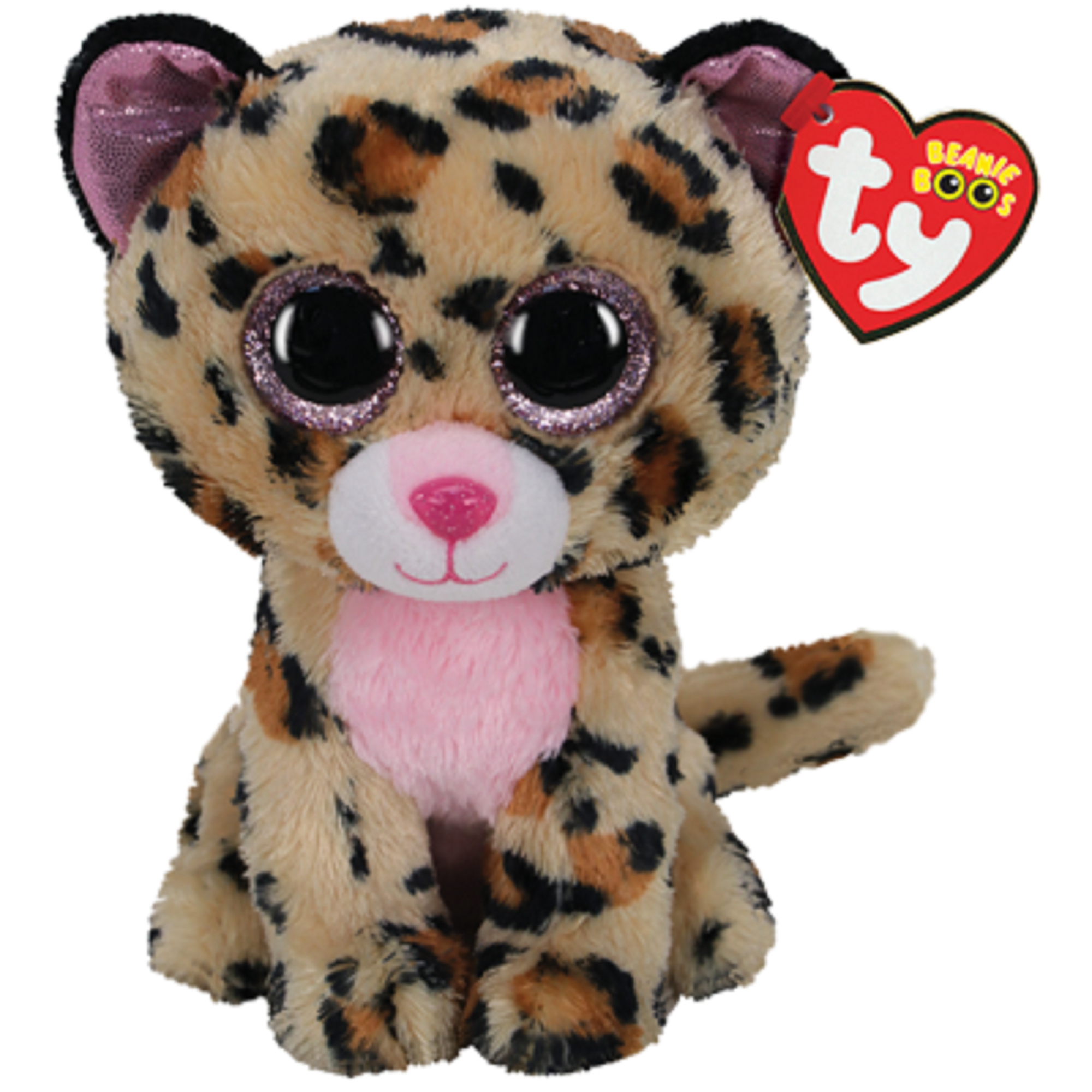 TY Beanie Boo's - LIVVIE - BROWN/PINK LEOPARD - Birthday August 8 - BRAND NEW