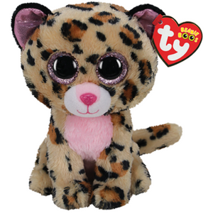 TY Beanie Boo's - LIVVIE - BROWN/PINK LEOPARD - Birthday August 8 - BRAND NEW