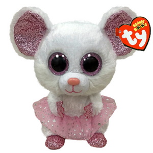 TY Beanie Boo's - NINA - WHITE BALLERINA MOUSE - Birthday September 22 - BRAND NEW